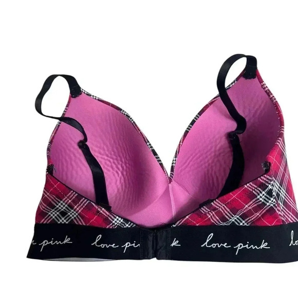 Pink Victoria’s Secret wear anywhere lightly lined red plaid bra size 34DD - Picture 3 of 11